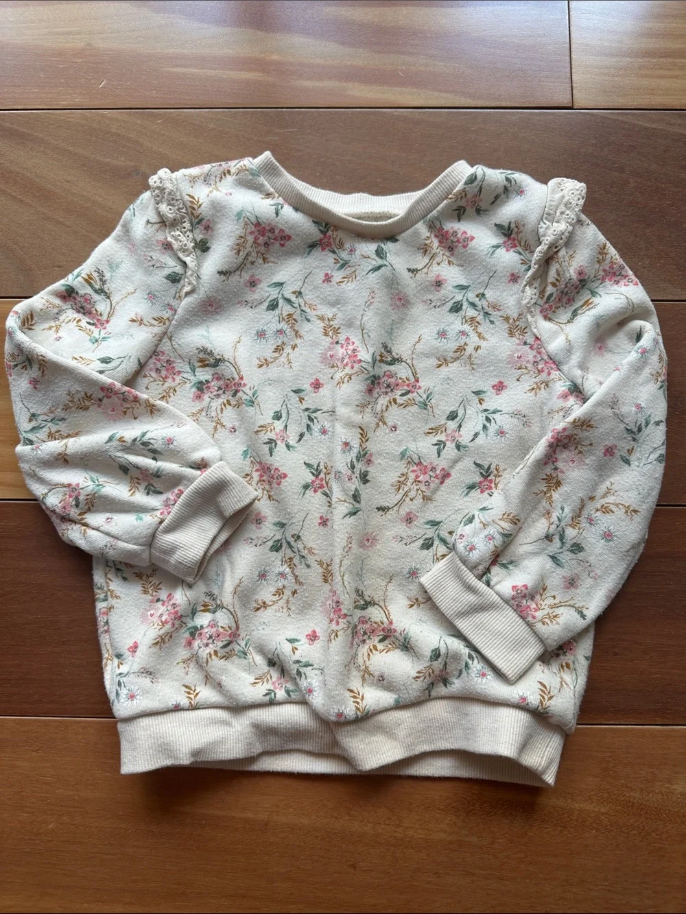 OshKosh B'gosh Cream Floral Girls' Set - Top & Jogger Pants 2T